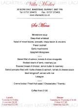 Menus & Prices, Villa Medici Italian Restaurant, Banstead