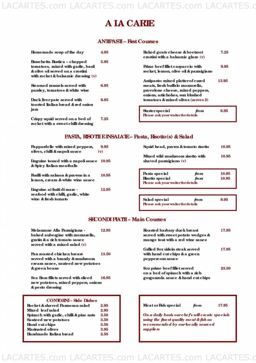 Pricelists of De Luca Cucina & Bar 83 Regent Street  - Photo 1 of 12