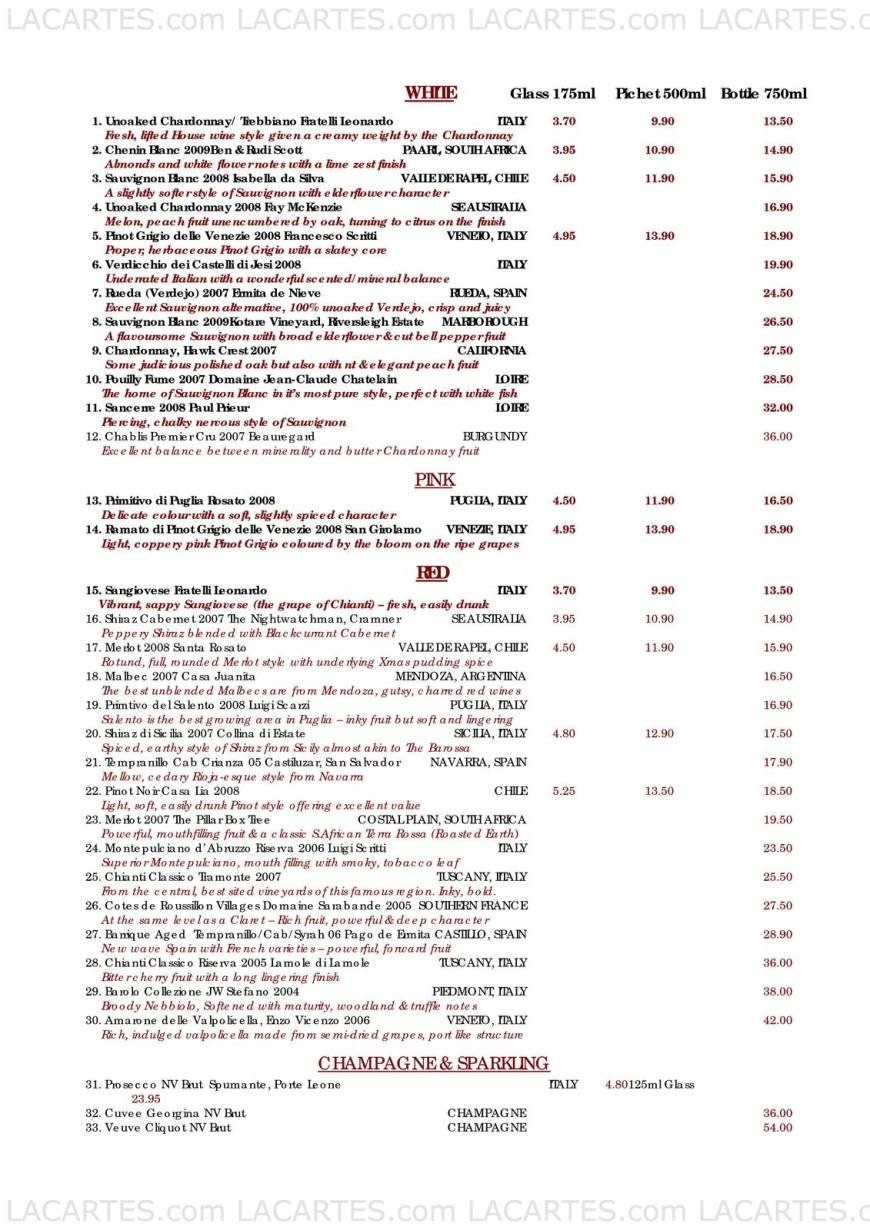  Pricelists of De Luca Cucina & Bar 83 Regent Street  - Photo 12 of 12