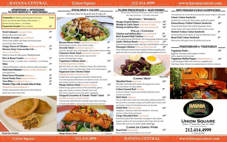  Pricelists of Havana Central Bar and Restaurant 2911 Broadway (Between 113th & 114th St) - Photo 12 of 14