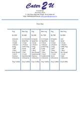 Menus & Prices, Cater 2 u, New Delhi