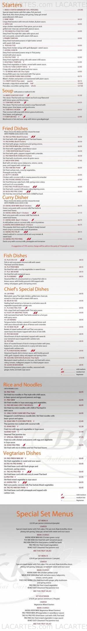  Pricelists of BKK Thai Restaurant 8 St Mary Street - Photo 1 of 1