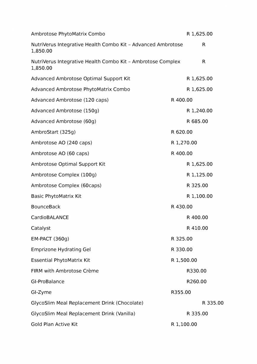  Pricelists of MANNATECH - The Gift of Wellness and Business Opportunity - www.mannapages.com/heinrichhaasbroek 2Van Eeden Avenue, Risiville - Photo 1 of 3