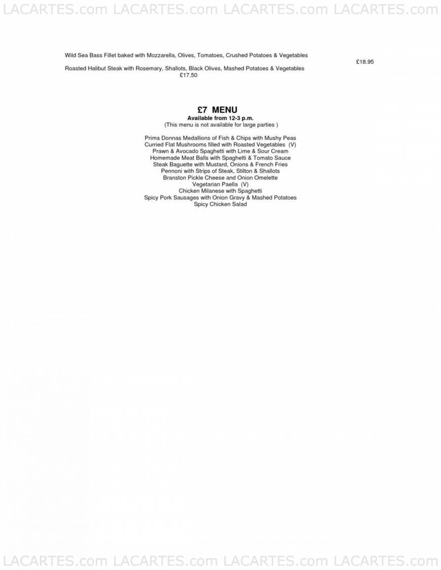  Pricelists of Prima Donnas Mediterranean Restaurant 1 - 3 Red Lodge Road - Photo 2 of 8