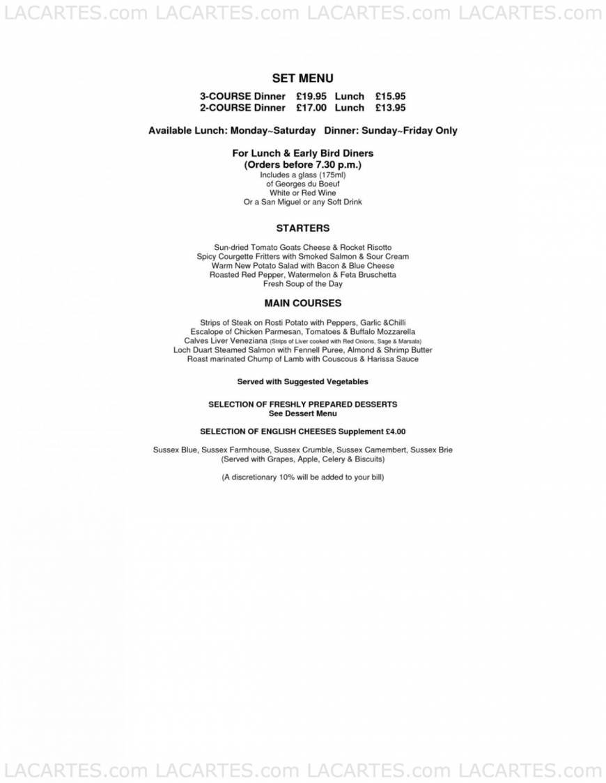  Pricelists of Prima Donnas Mediterranean Restaurant 1 - 3 Red Lodge Road - Photo 3 of 8