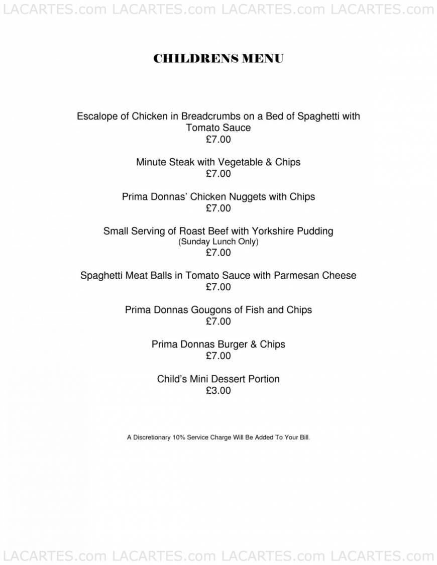  Pricelists of Prima Donnas Mediterranean Restaurant 1 - 3 Red Lodge Road - Photo 7 of 8