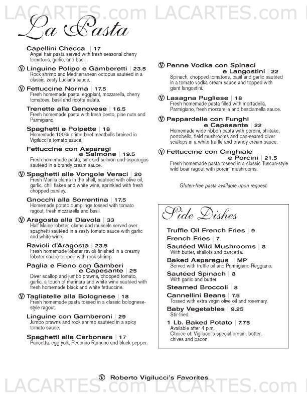  Pricelists of Vigilucciâ??s Ristorante 909 Prospect St. | Suite 290 - Photo 3 of 7