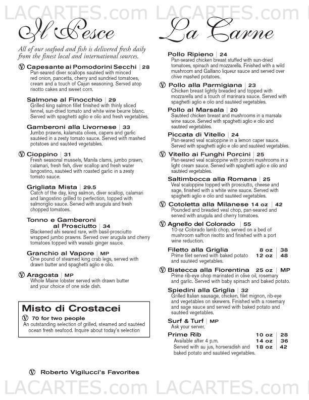  Pricelists of Vigilucciâ??s Ristorante 909 Prospect St. | Suite 290 - Photo 4 of 7