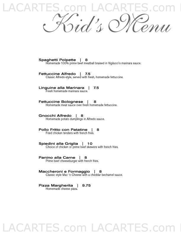  Pricelists of Vigilucciâ??s Ristorante 909 Prospect St. | Suite 290 - Photo 5 of 7