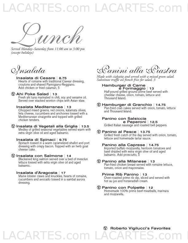  Pricelists of Vigilucciâ??s Ristorante 909 Prospect St. | Suite 290 - Photo 6 of 7