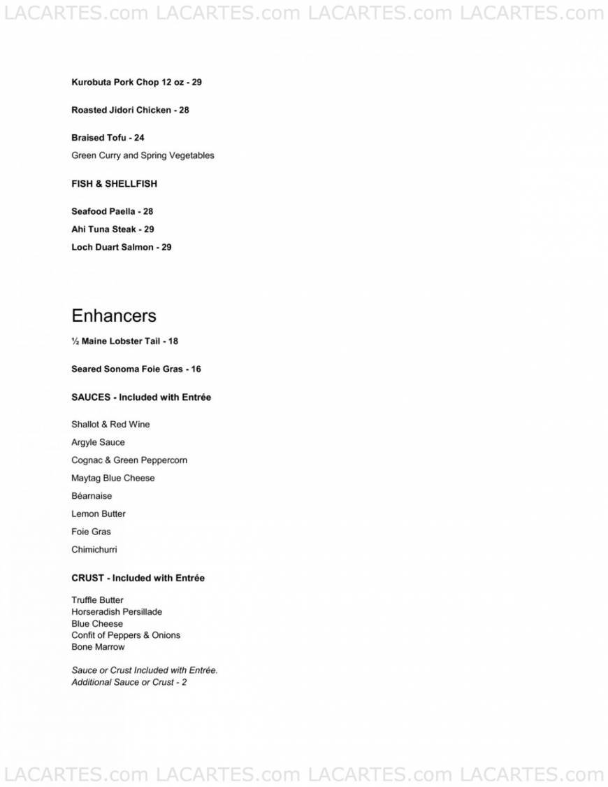  Pricelists of Argyle Steakhouse 7447 Batiquitos Drive - Photo 1 of 19