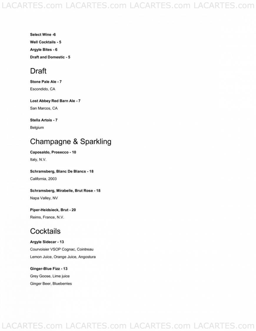  Pricelists of Argyle Steakhouse 7447 Batiquitos Drive - Photo 9 of 19