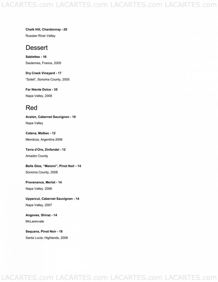  Pricelists of Argyle Steakhouse 7447 Batiquitos Drive - Photo 6 of 19