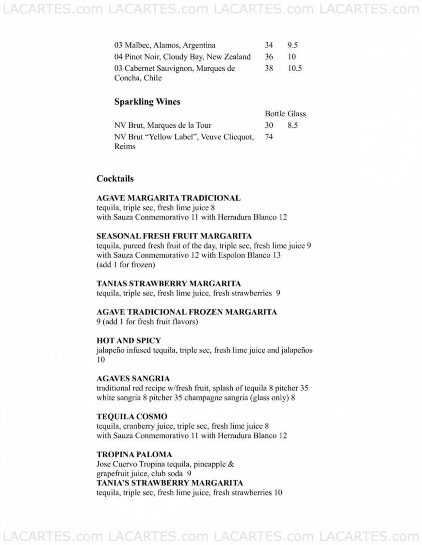  Pricelists of Agave Restaurant 140 seventh Ave. South - Photo 16 of 22
