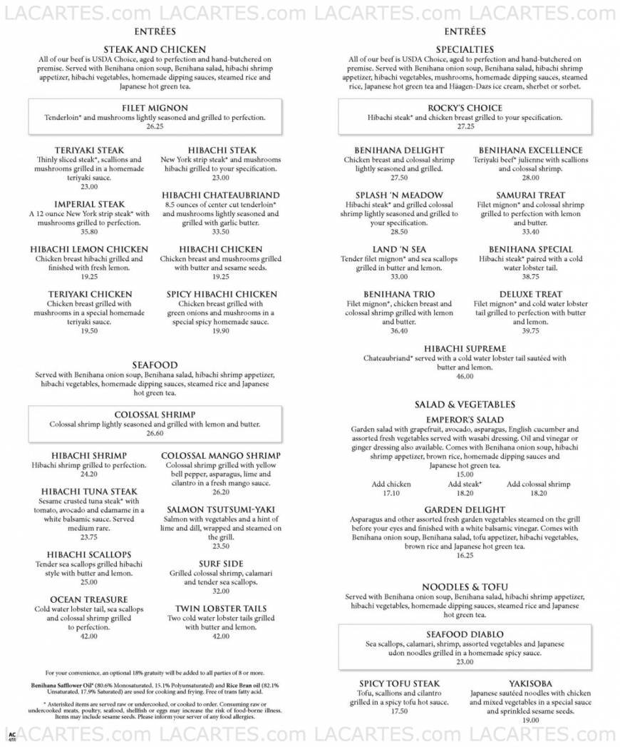  Pricelists of Benihana 16226 Ventura Blvd. - Photo 3 of 11