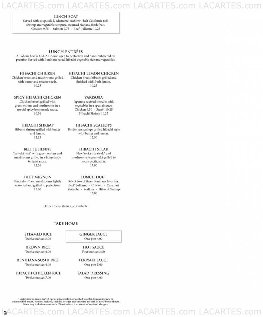  Pricelists of Benihana 16226 Ventura Blvd. - Photo 5 of 11