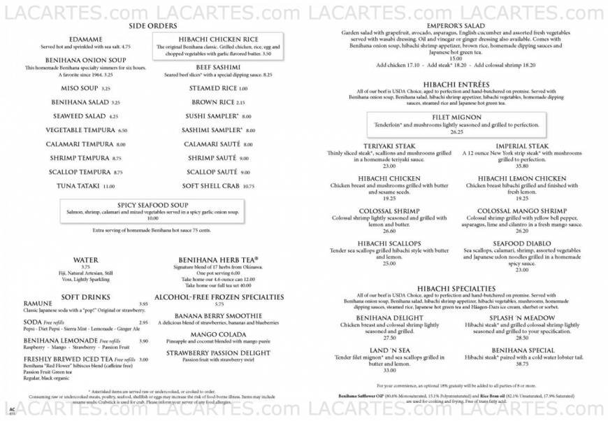  Pricelists of Benihana 16226 Ventura Blvd. - Photo 9 of 11