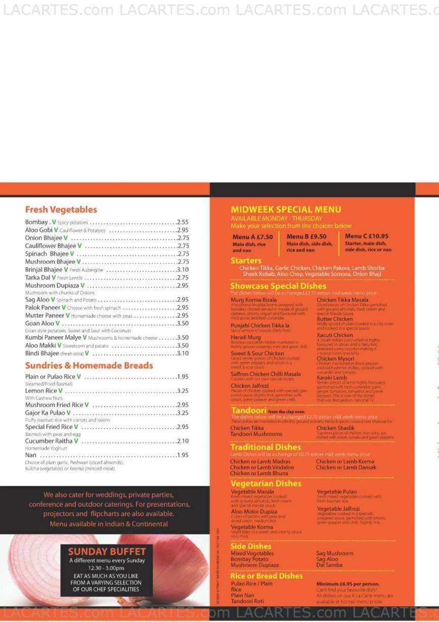  Pricelists of Saffron Indian Restaurant 41 Windsor Drive - Photo 1 of 2