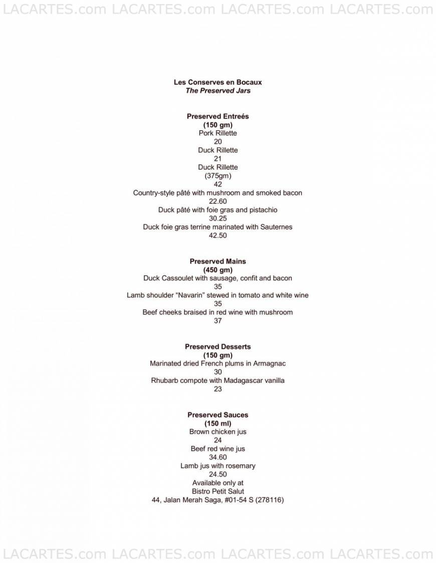  Pricelists of Bistro Petit Salut 44 Jln Merah Saga #01-54 - Photo 7 of 8