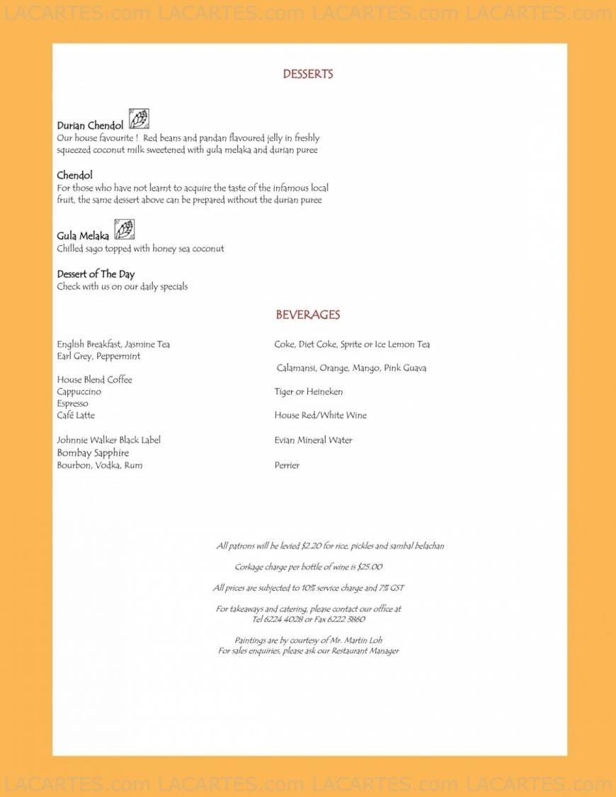  Pricelists of The Blue Ginger Restaurant 97 Tanjong Pagar Road - Photo 4 of 4