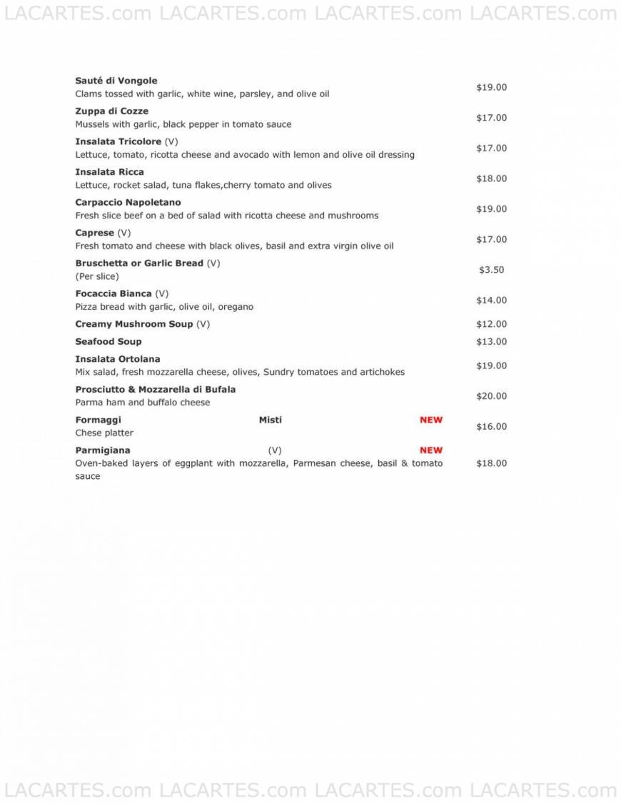 Pricelists of Al Forno East Coast 400 East Coast Road  - Photo 1 of 4