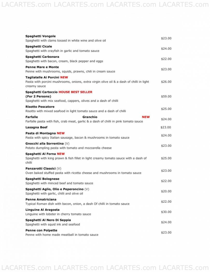  Pricelists of Al Forno East Coast 400 East Coast Road  - Photo 2 of 4