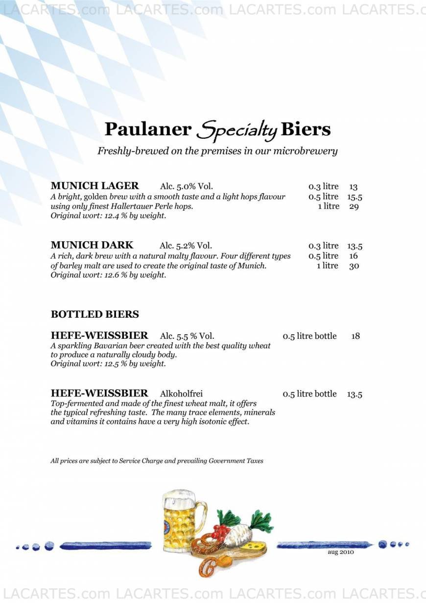  Pricelists of Paulaner BrÃ¤uhaus 9 Raffles Boulevard - Photo 7 of 15