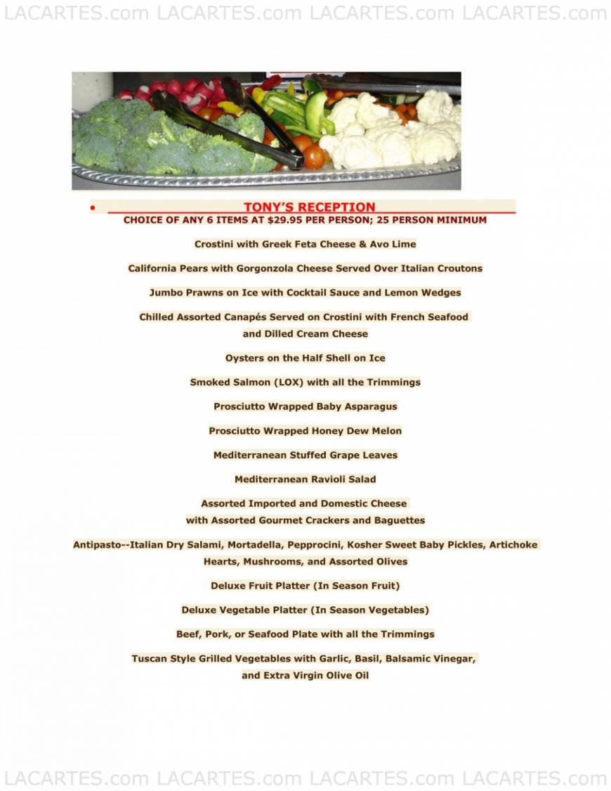  Pricelists of Tony's Delicatessen & Catering 1131 J Street - Photo 3 of 8