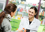 pharmacist suggesting medical drug to buyer in pharmacy drugstore, Orthopedic & Diabetic Shoes, Brooklyn