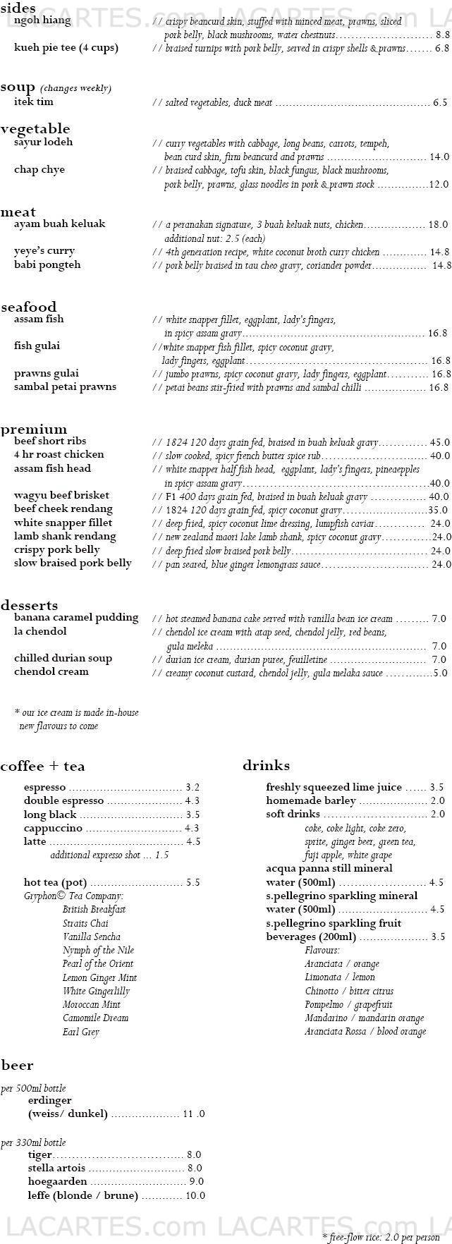  Pricelists of Candlenut Kitchen 25 Neil Road - Photo 1 of 2