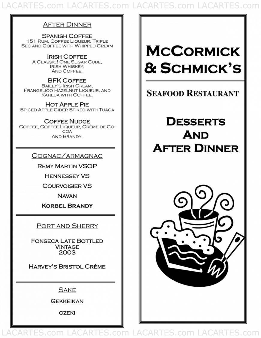 Pricelists of MCCORMICK & SCHMICK'S SEAFOOD RESTAURANT 719 Shades Creek Pkwy. - Photo 2 of 7