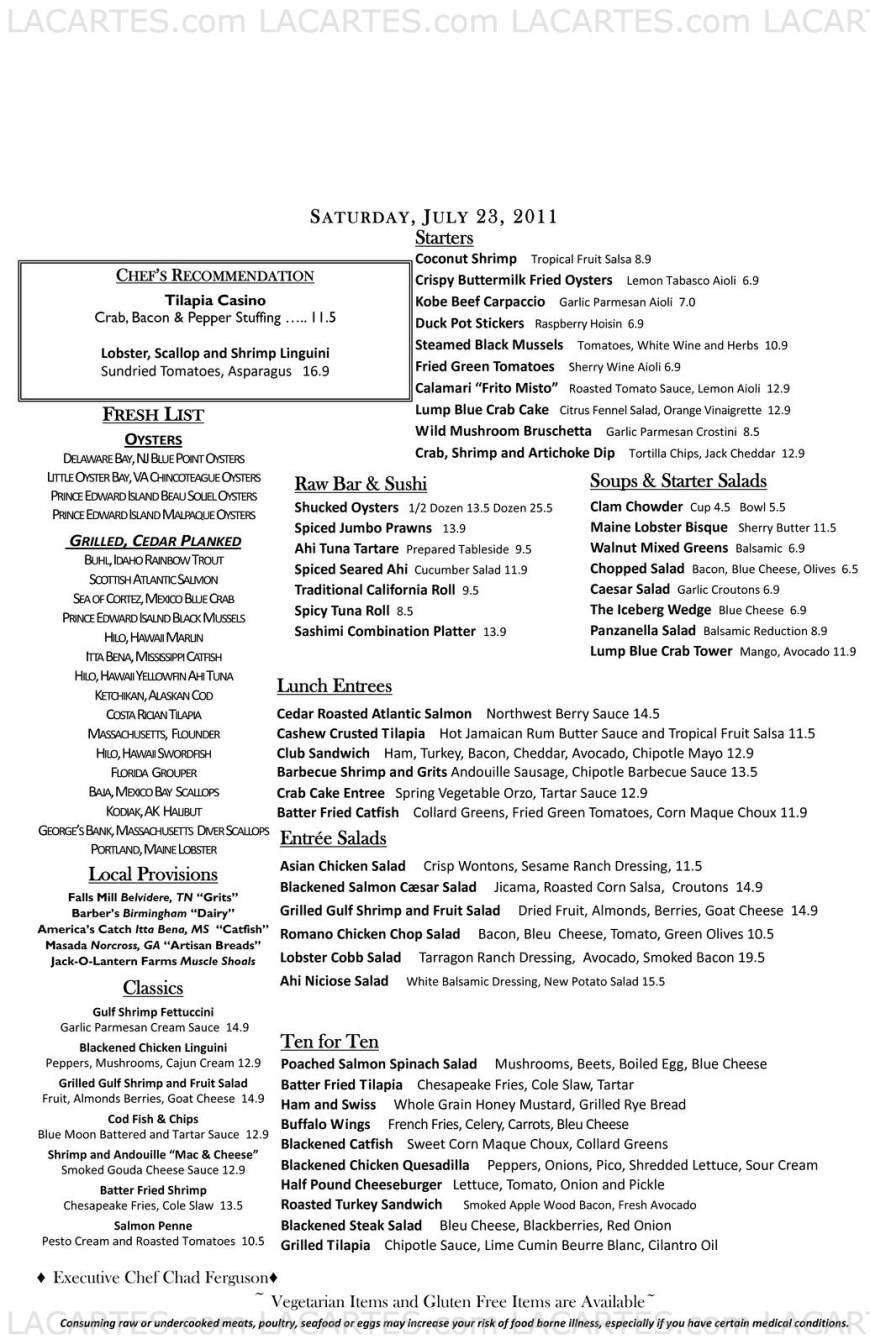 Pricelists of MCCORMICK & SCHMICK'S SEAFOOD RESTAURANT 719 Shades Creek Pkwy. - Photo 7 of 7