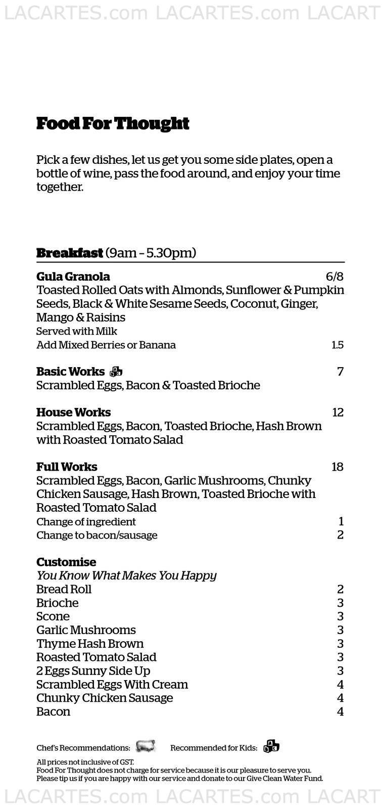  Pricelists of Food For Thought @ Queen Street 8 Queen Street - Photo 1 of 8