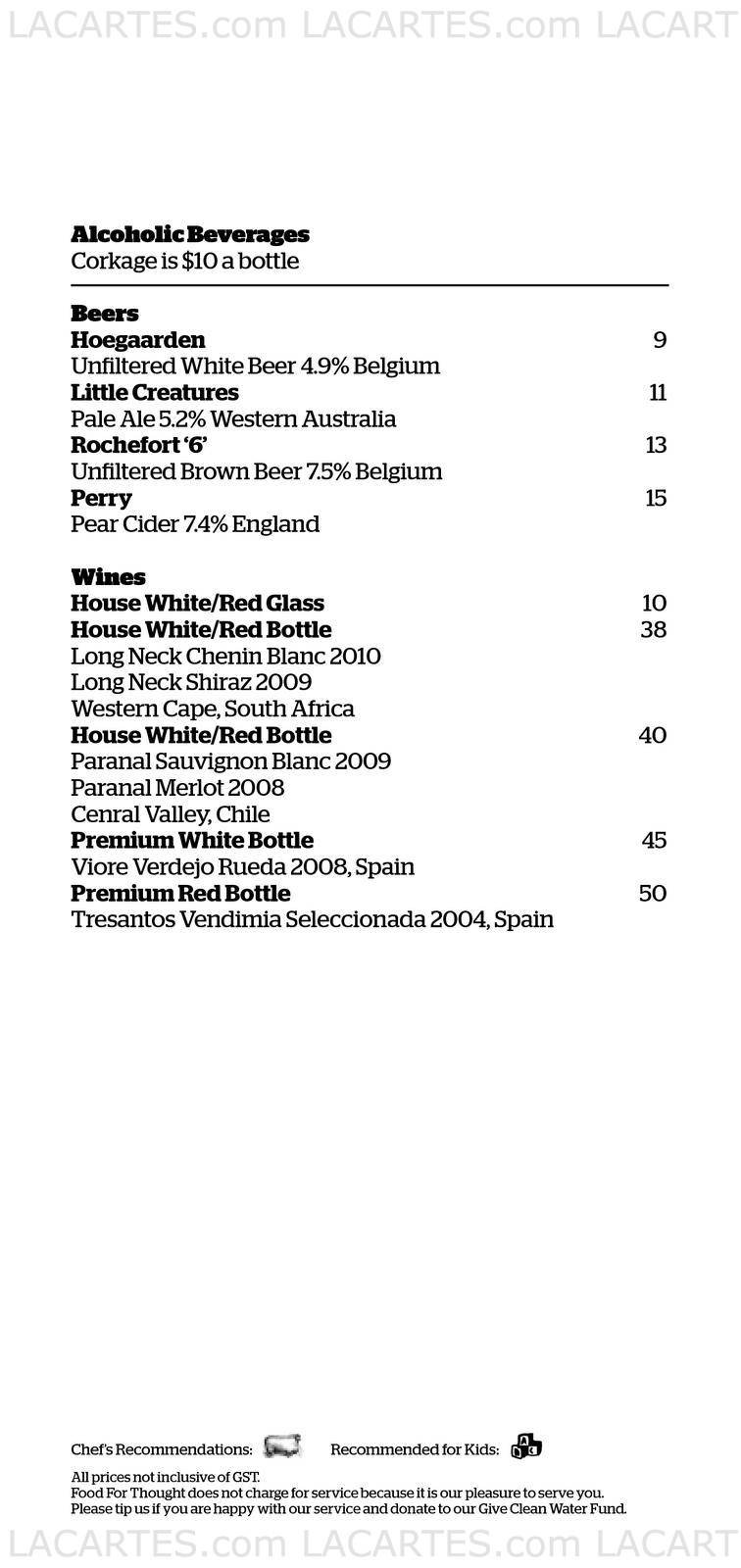  Pricelists of Food For Thought @ Queen Street 8 Queen Street - Photo 6 of 8