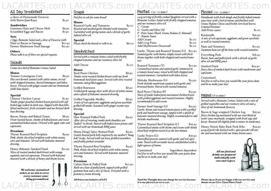  Pricelists of Food For Thought @ Queen Street 8 Queen Street - Photo 8 of 8