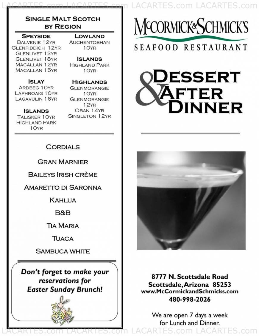  Pricelists of McCormick & Schmick's Seafood Restaurant Scottsdale 8777 North Scottsdale Road - Photo 3 of 9