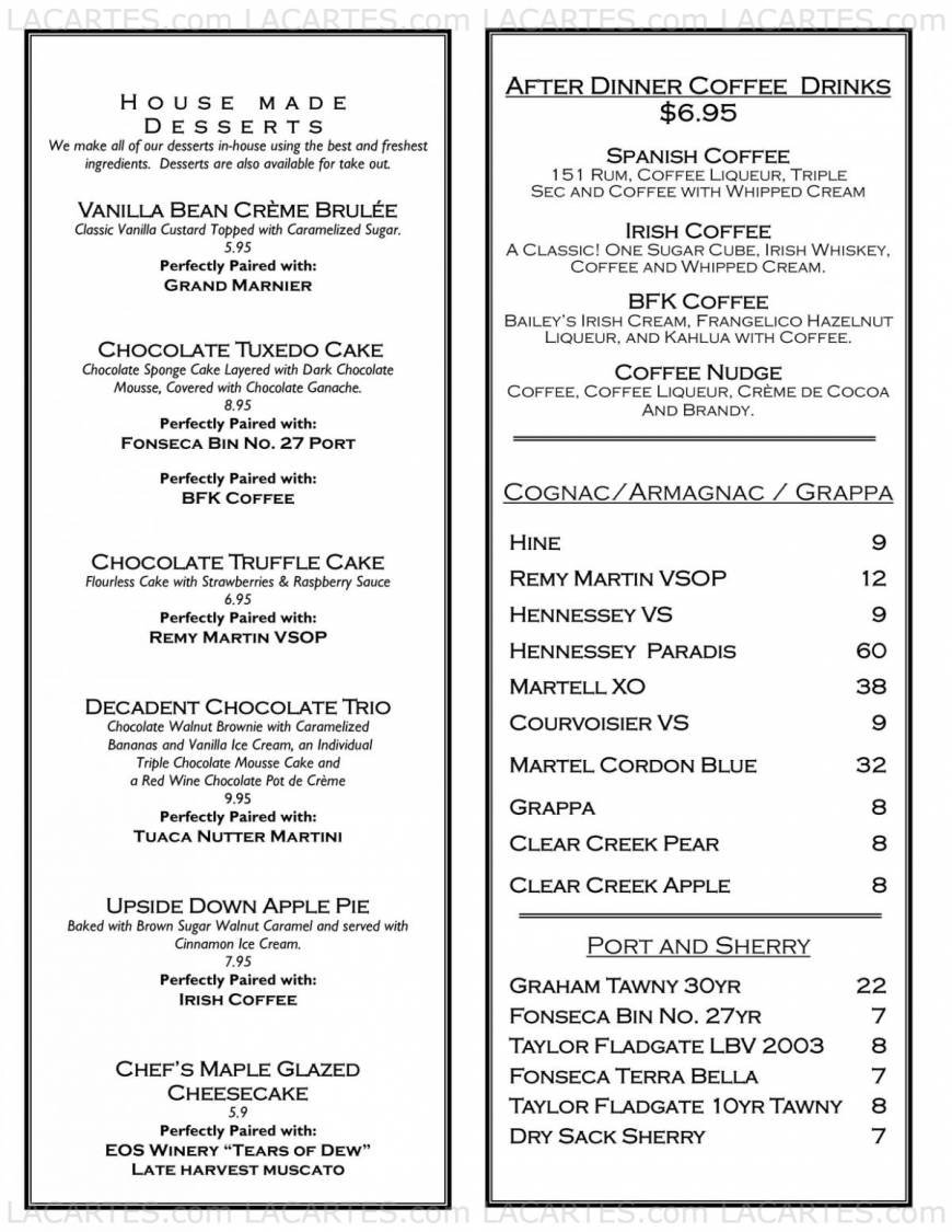  Pricelists of McCormick & Schmick's Seafood Restaurant Scottsdale 8777 North Scottsdale Road - Photo 4 of 9