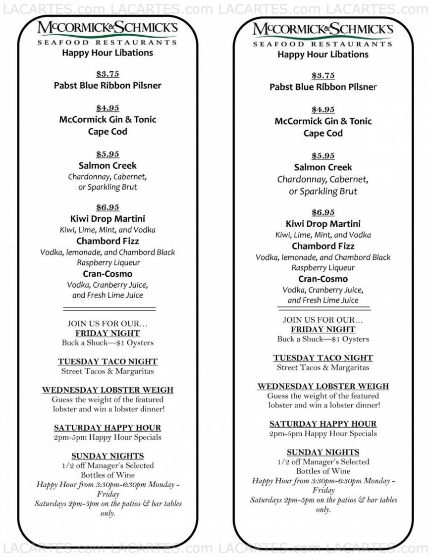  Pricelists of McCormick & Schmick's Seafood Restaurant Scottsdale 8777 North Scottsdale Road - Photo 7 of 9