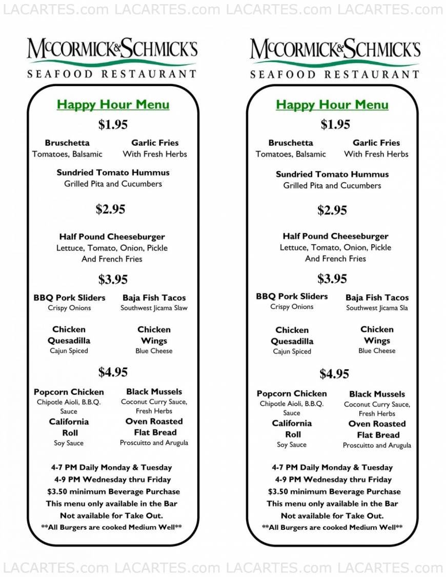  Pricelists of McCormick & Schmick's Seafood Restaurant Burbank 3500 W. Olive Ave. (Olive Ave. and Riverside Dr.) - Photo 6 of 9