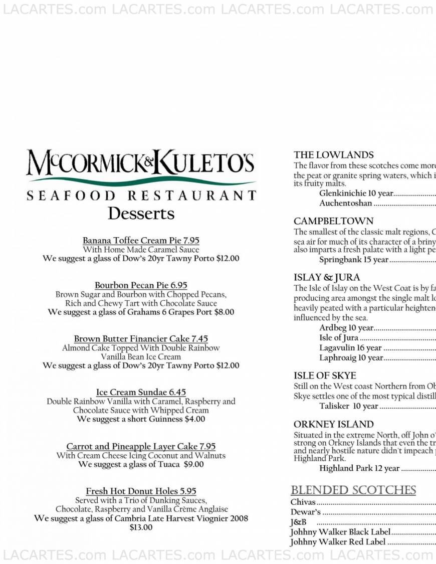  Pricelists of McCormick & Kuleto's Seafood Restaurant 900 North Point St. (Corner of Beach and Larkin) - Photo 22 of 22