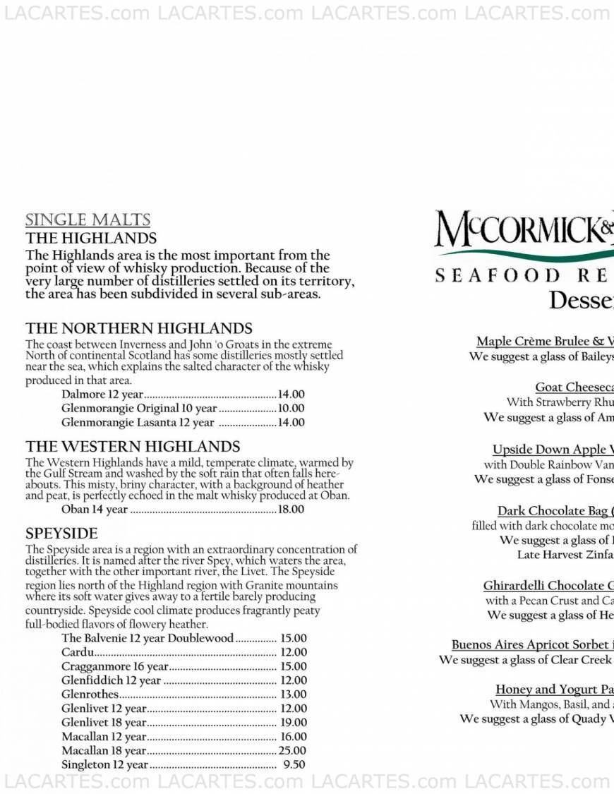  Pricelists of McCormick & Kuleto's Seafood Restaurant 900 North Point St. (Corner of Beach and Larkin) - Photo 21 of 22