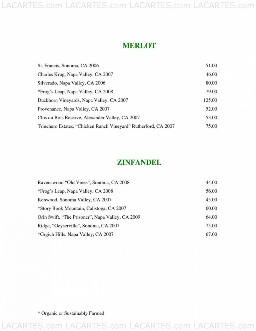  Pricelists of McCormick & Kuleto's Seafood Restaurant 900 North Point St. (Corner of Beach and Larkin) - Photo 5 of 22