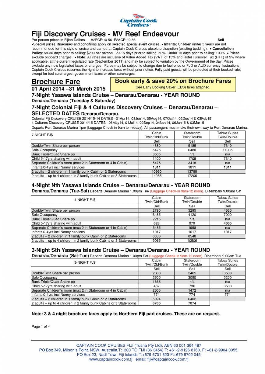  Pricelists of Captain Cook Cruises Fiji Denarau Marina - Photo 4 of 4