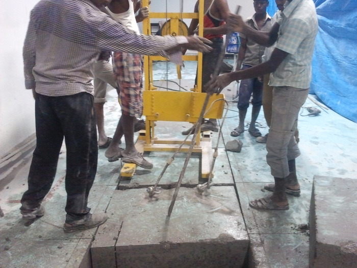 Concrete roof slab or ceiling/Floor diamond saw cutting work-using Three phase 1 meter dia circular blade saw cutting machine & without breaker & vibration.cut pieces removal with machine. Profile Photos of TRITHERM Rcc Concrete Cutting Contractors agencies in Chennai india 13,Anjaneyar koil street,West  saidapet,chennai - Photo 3 of 69