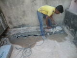 Rcc concrete roof slab or ceiling cutting work using single phase hitachi make CM12Y diamond circular blade saw cutting machine TRITHERM Rcc Concrete Cutting Contractors agencies in Chennai india 13,Anjaneyar koil street,West  saidapet,chennai 