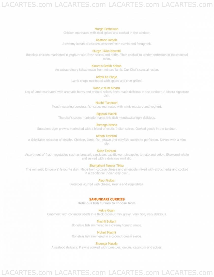  Pricelists of Kinara Contemporary Indian Cuisine @ The East 164 Upper East Coast Road - Photo 2 of 6