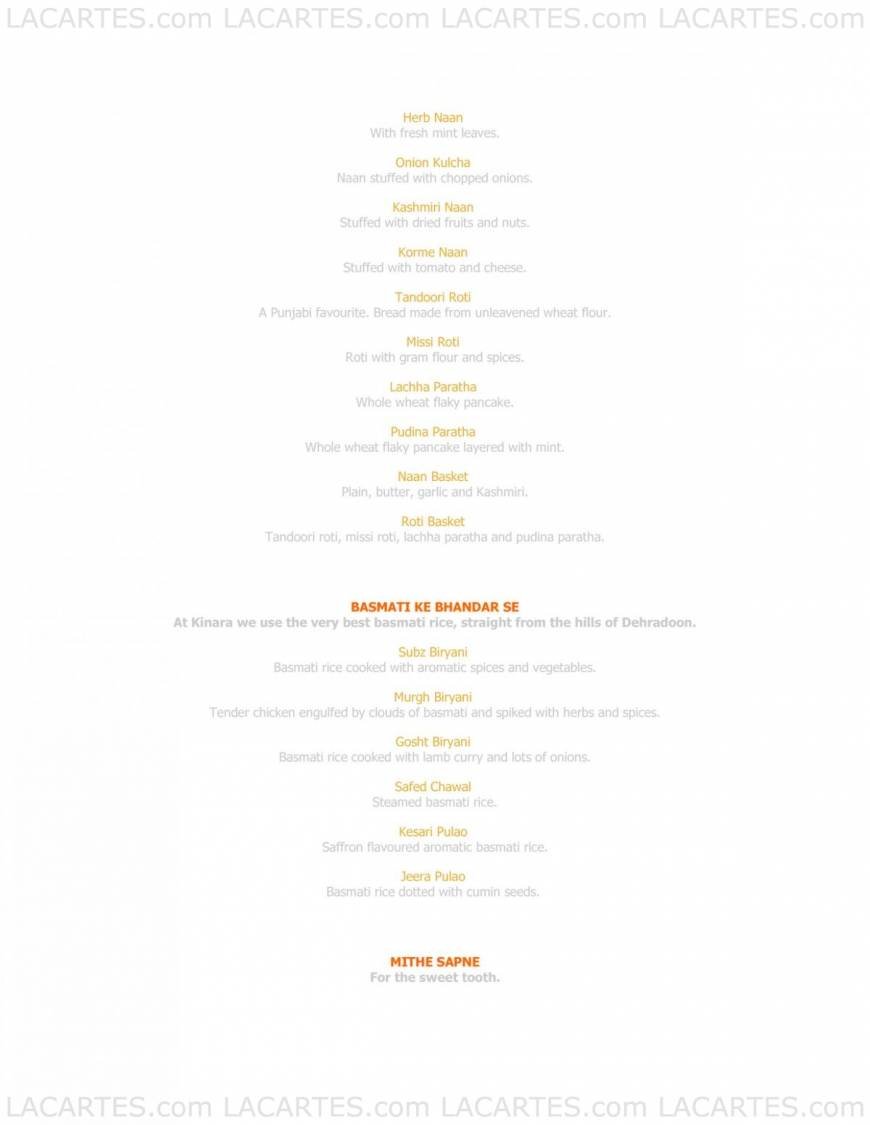  Pricelists of Kinara Contemporary Indian Cuisine @ The East 164 Upper East Coast Road - Photo 4 of 6