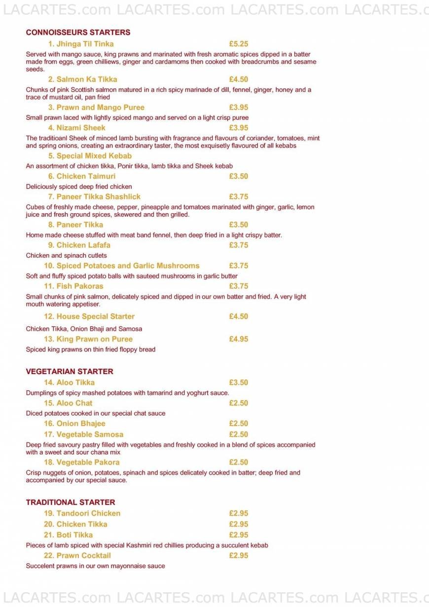  Pricelists of Raj Moni Indian Restaurant 10 Plaistow Lane - Photo 1 of 6