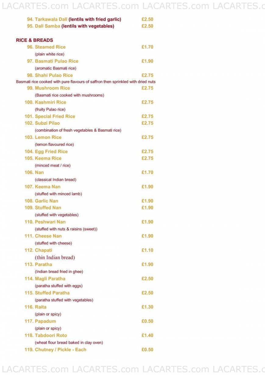  Pricelists of Raj Moni Indian Restaurant 10 Plaistow Lane - Photo 5 of 6