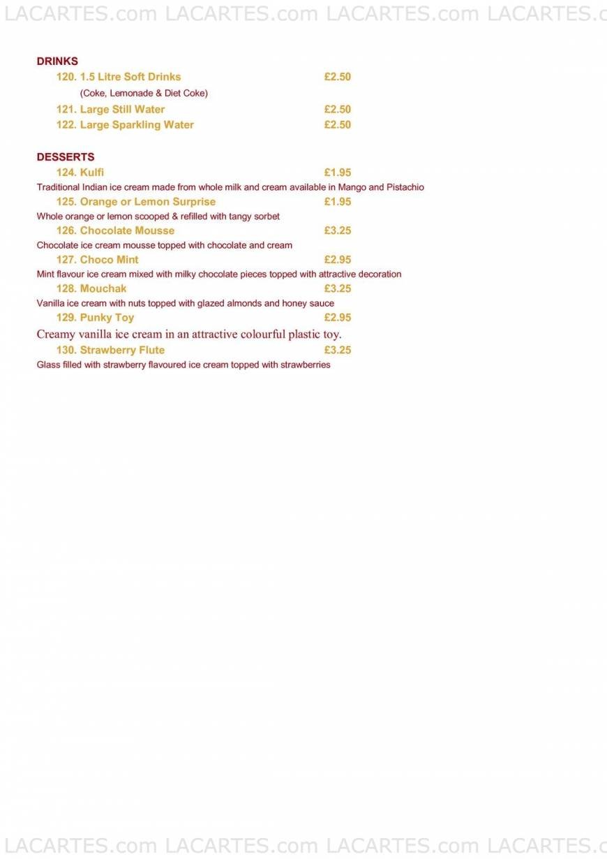  Pricelists of Raj Moni Indian Restaurant 10 Plaistow Lane - Photo 6 of 6